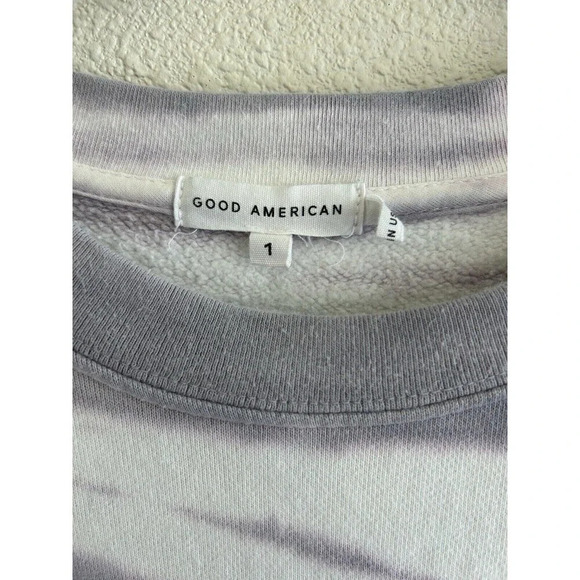 Good American Women’s Crew Neck Tie Dye 70’s Sweatshirt 70's Hip Purple White 1 - Picture 3 of 7